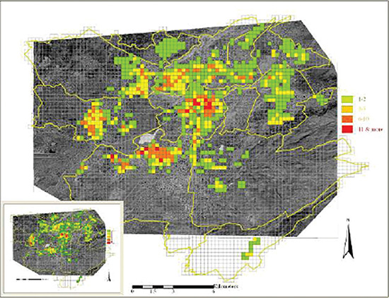 Damage distribution of multistory residential buildings. b) Spectral acceleration-displacement-based distribution calculated using PSA values of 0.2 and 1.0 sec: D4+D5 (1809)